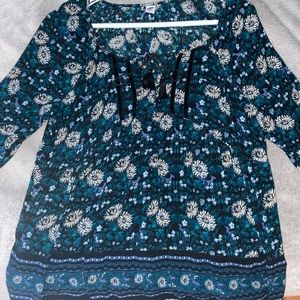 long sleeve flowered pattern shirt